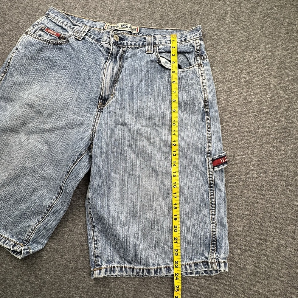 VTG US Polo ASSN Jean Shorts Baggy Y2K Men's Sz 36 Skater Carpenter Thrashed - Picture 13 of 16